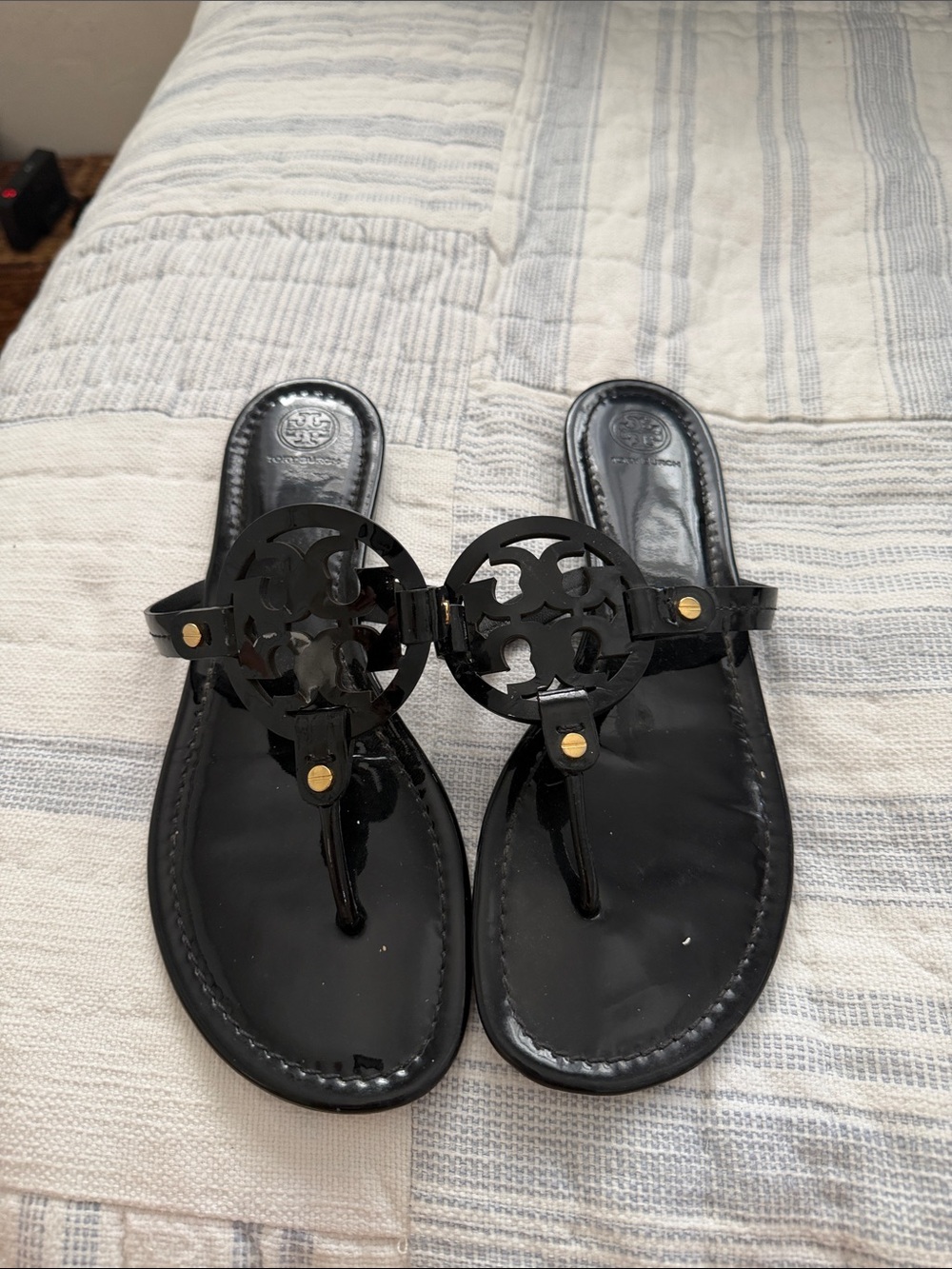 Tory Burch Black Patent Miller Sandal -Size 11